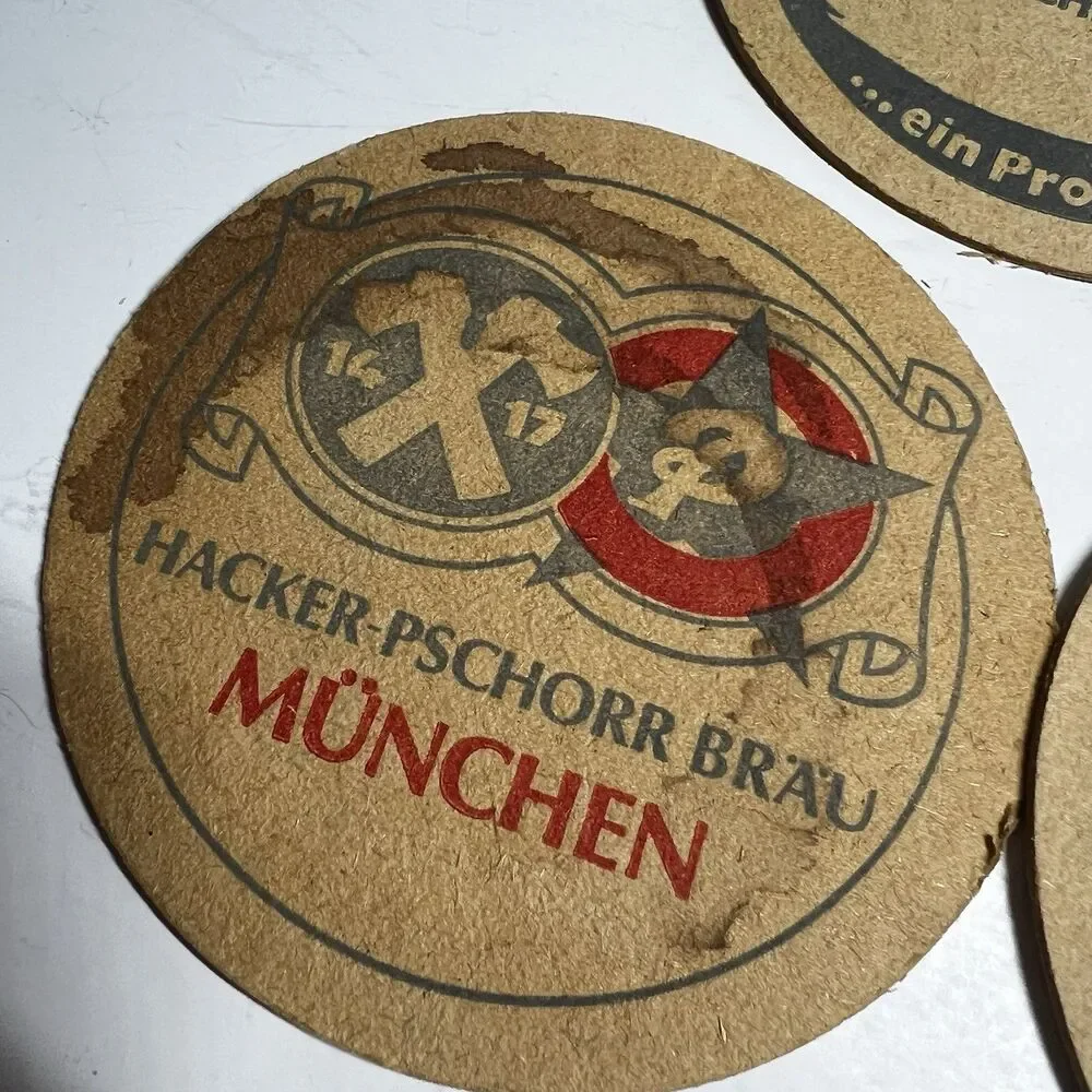 Lot of 3 Vintage Hacker-Pschorr Bräu München Beer Coasters Germany As Is